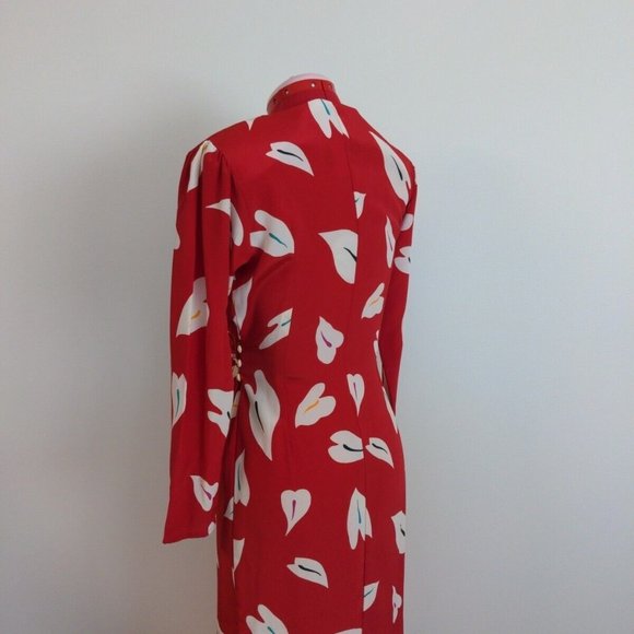 Wrap Dress  ORLEON DE PARIS Vintage Women Shoulder Padded Multicolor Size 7 - Picture 12 of 16